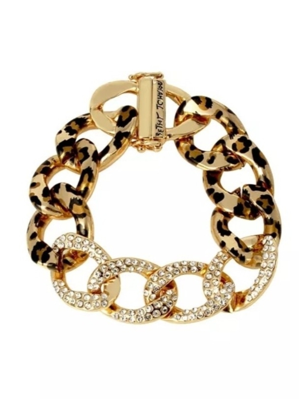 🖤▪️Betsey Johnson ▪️Gold Leopard & Crystal Link Bracelet